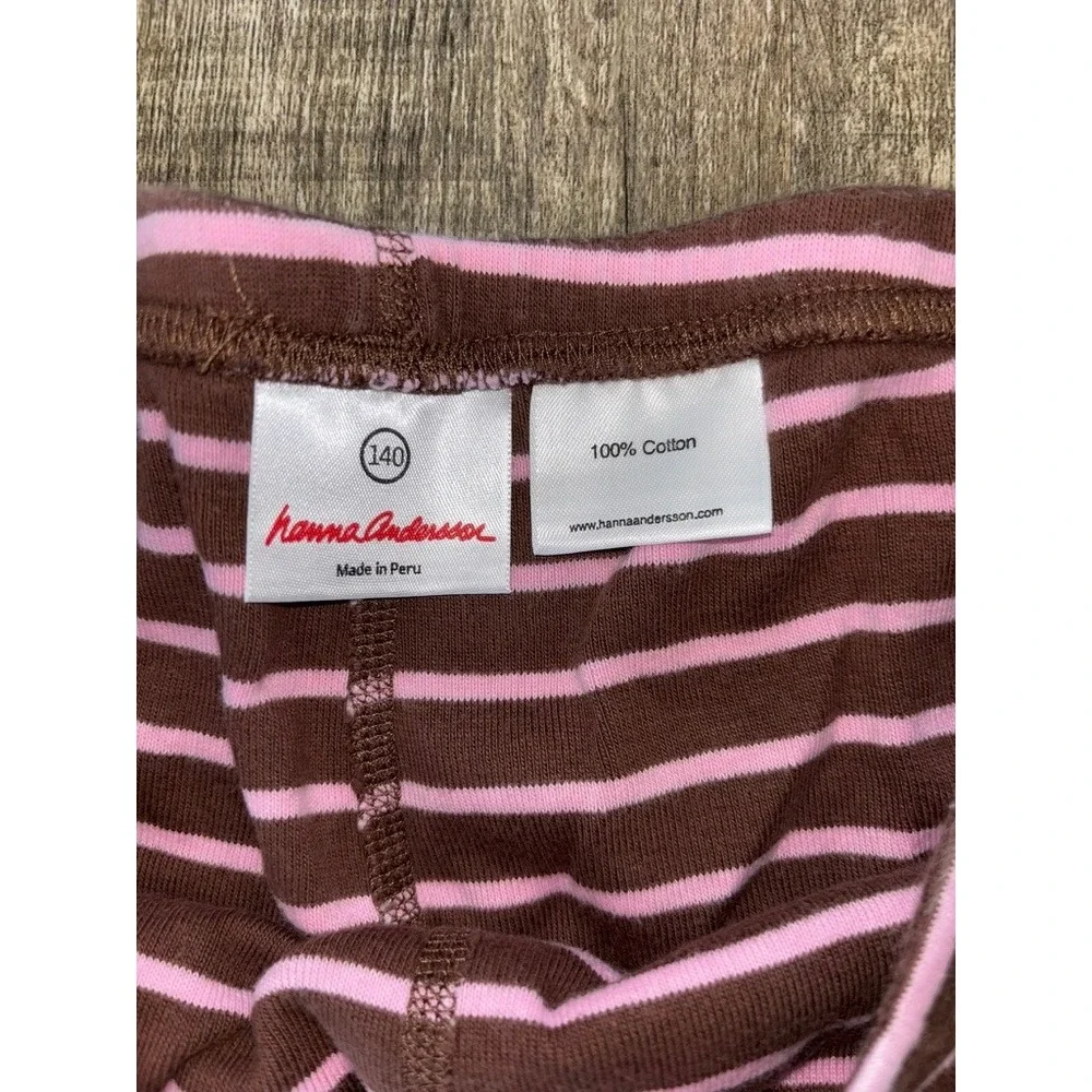 Hanna Andersson Kids Striped Long John Pajama‎ Bottoms Brown Pink Organic Cotton